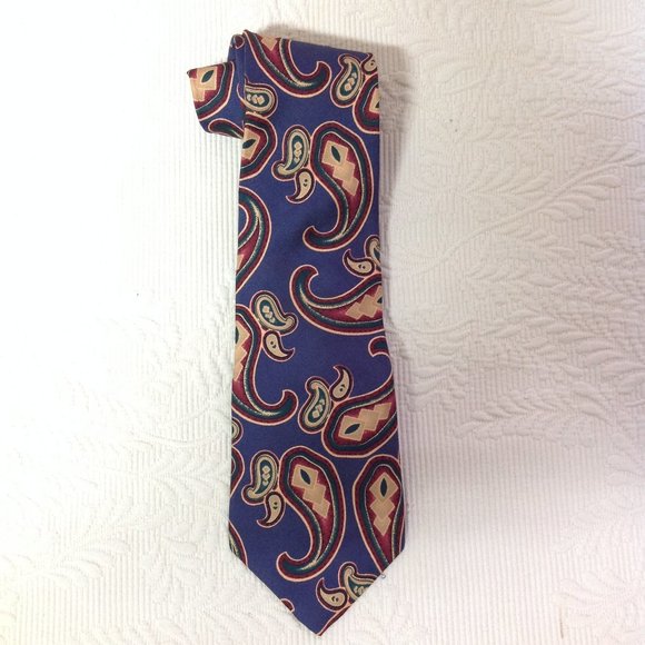 Oscar de la Renta Couture Vintage PAISLEY Neck Tie - Picture 2 of 11